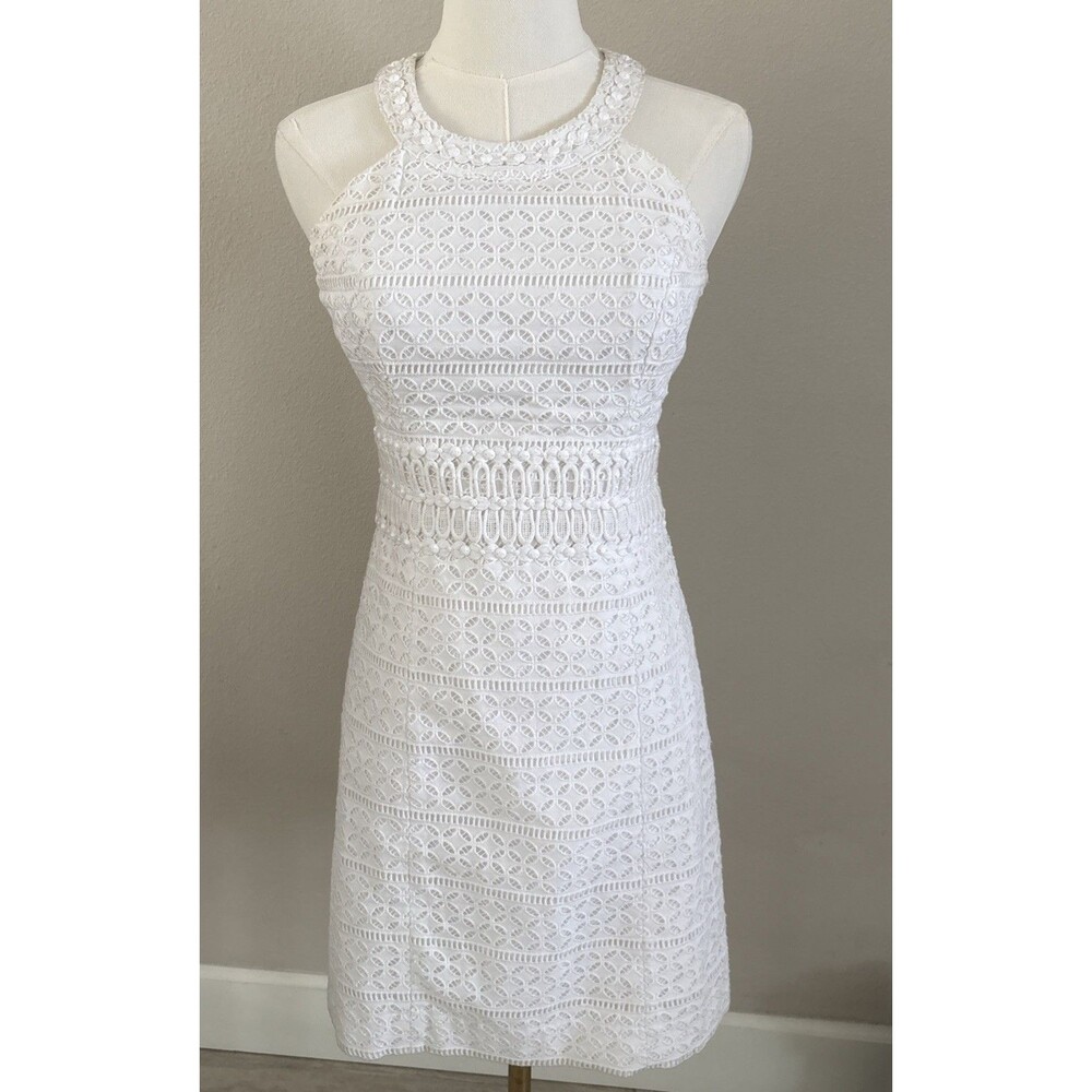 Lilly Pulitzer Ashlyn Dress Resort White Striped Eyelet Size 00 Dress Has Flaws